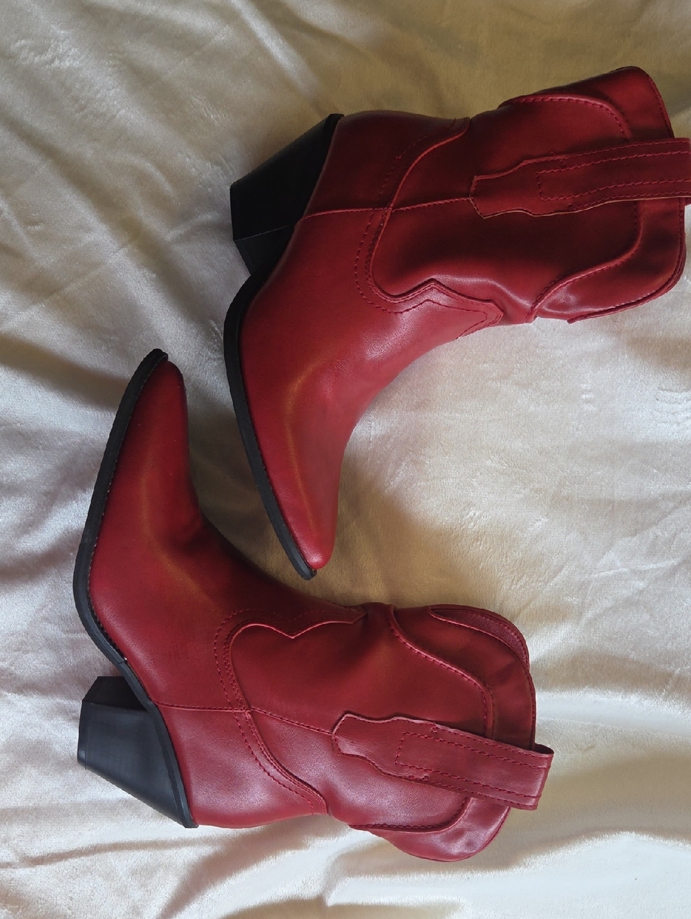 Dream Pairs Red Western Ankle Booties with Pointed Toe